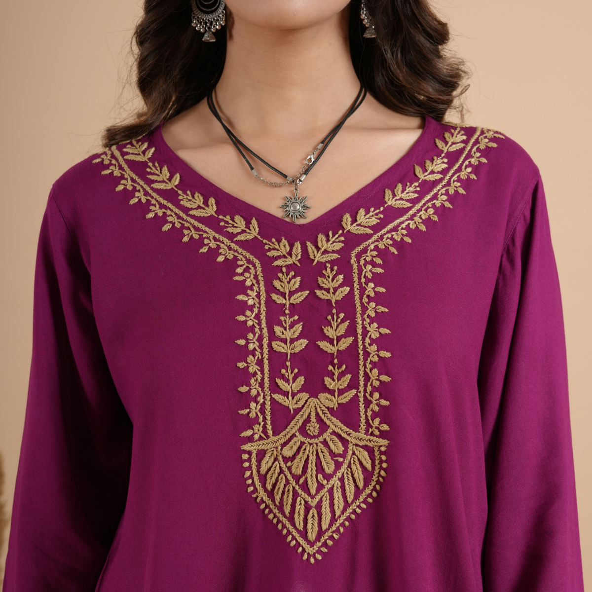 Wine Rayon Short Kurti