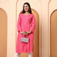 Pink Cotton Embroidered Kurti