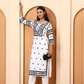 White Cotton Kurti with Black Embroidery